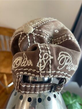 Rhinestone Embellished Beige-Tan Women's Baseball Cap